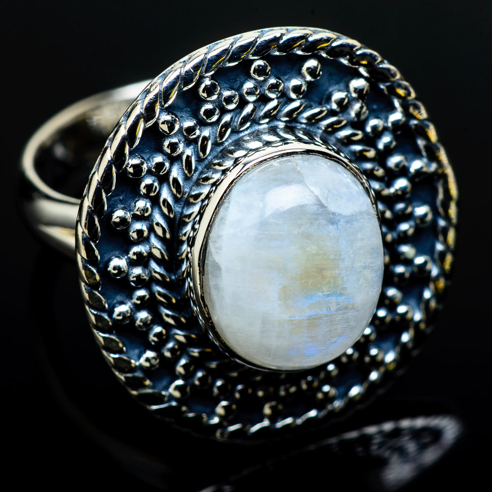 Rainbow Moonstone Rings handcrafted by Ana Silver Co - RING12647