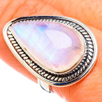 Rainbow Moonstone Rings handcrafted by Ana Silver Co - RING126478