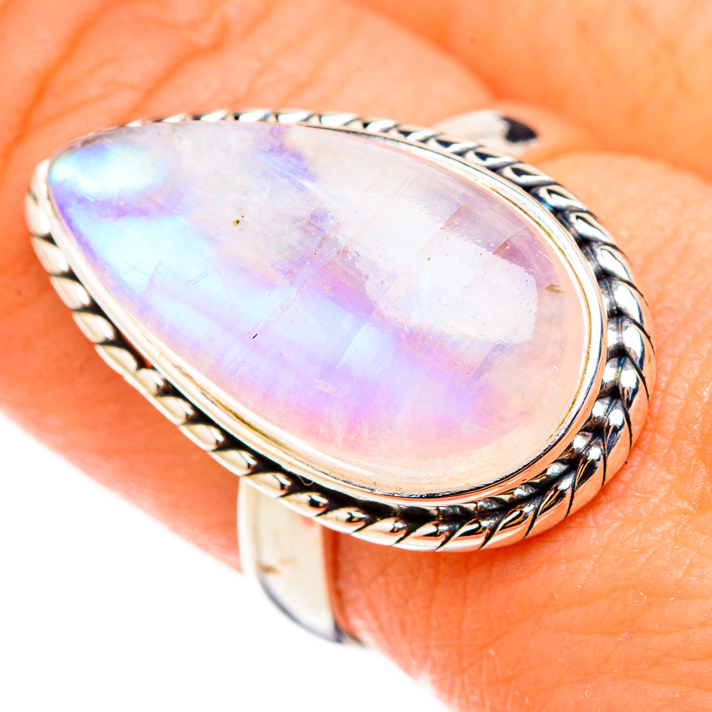 Rainbow Moonstone Rings handcrafted by Ana Silver Co - RING126499