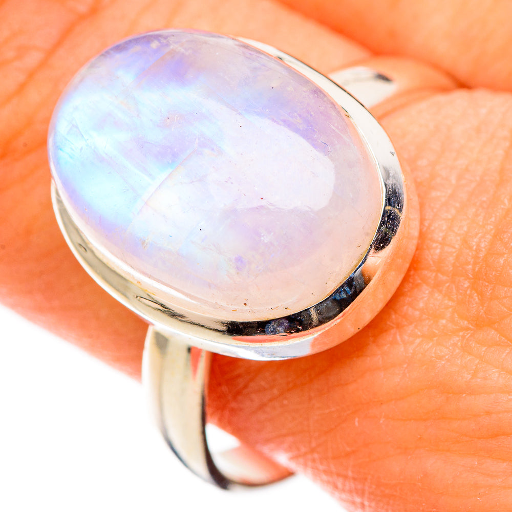 Rainbow Moonstone Rings handcrafted by Ana Silver Co - RING126517