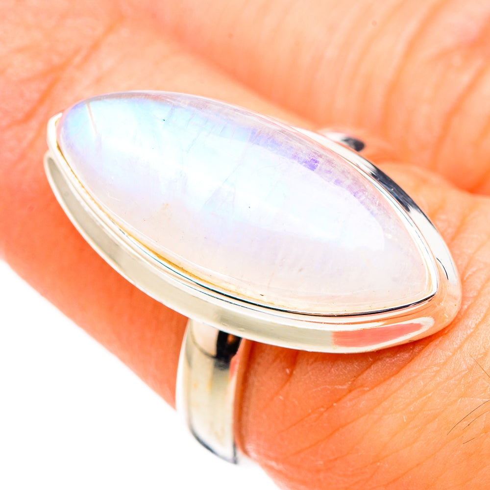 Rainbow Moonstone Rings handcrafted by Ana Silver Co - RING126518
