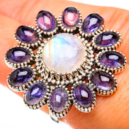 Rainbow Moonstone Rings handcrafted by Ana Silver Co - RING126571