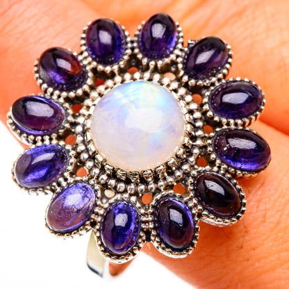 Rainbow Moonstone Rings handcrafted by Ana Silver Co - RING126573