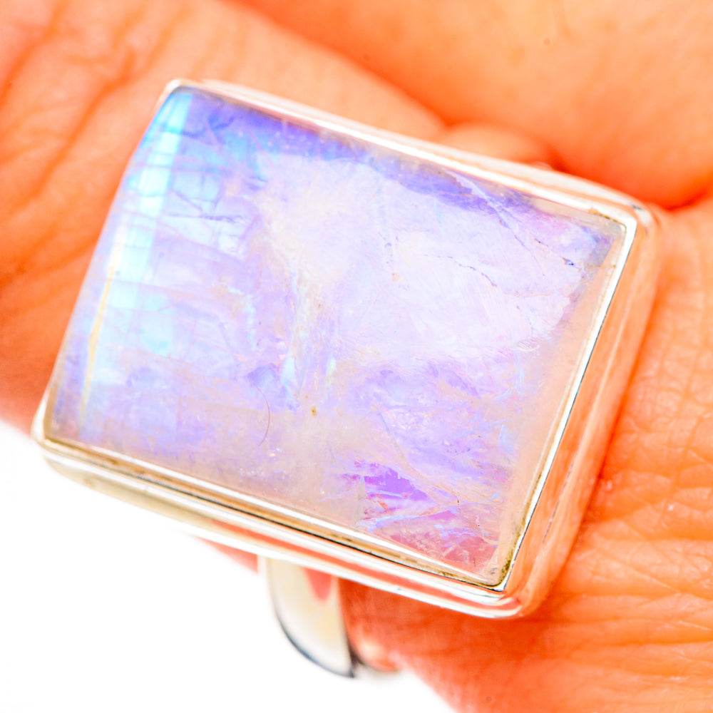 Rainbow Moonstone Rings handcrafted by Ana Silver Co - RING126576