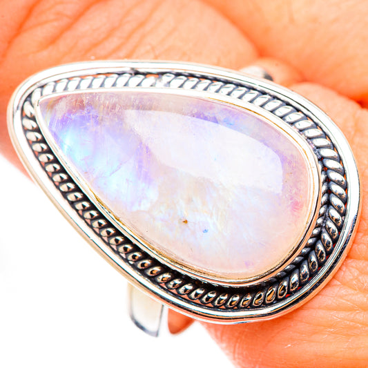 Rainbow Moonstone Rings handcrafted by Ana Silver Co - RING126577