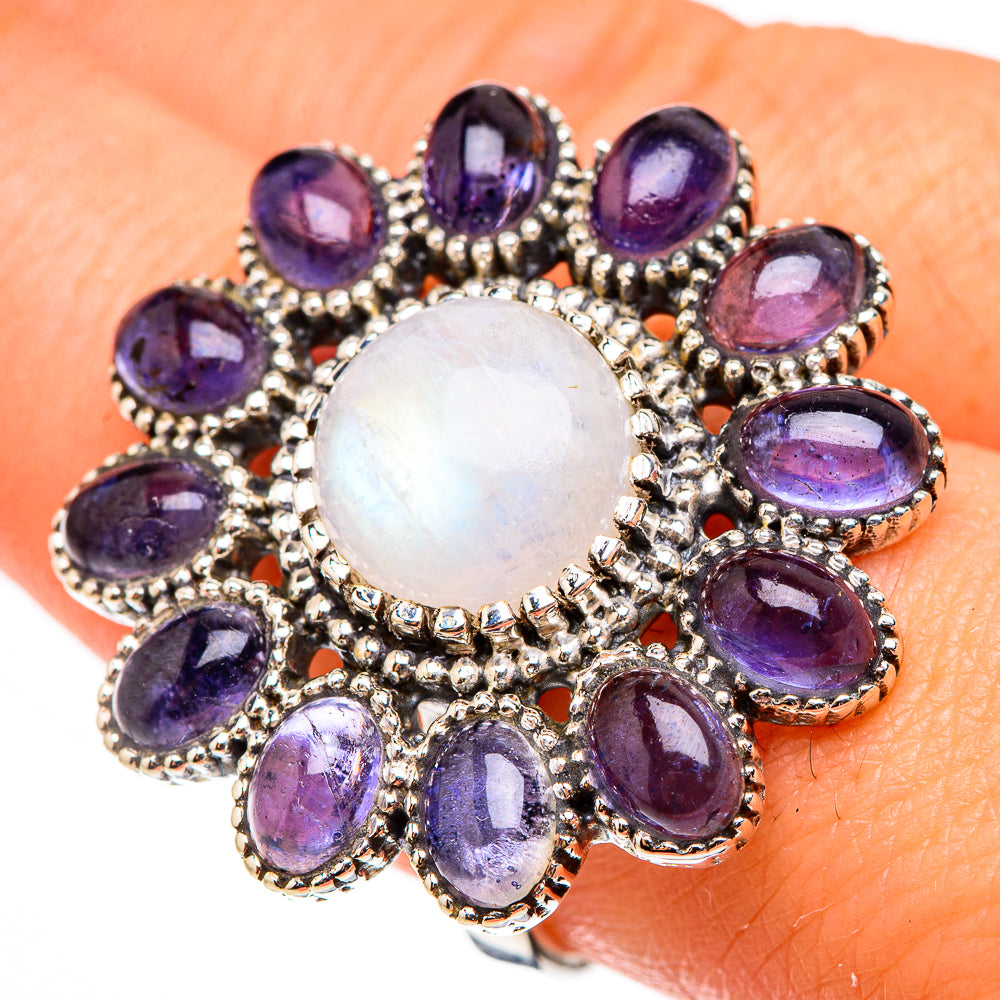 Rainbow Moonstone Rings handcrafted by Ana Silver Co - RING126593