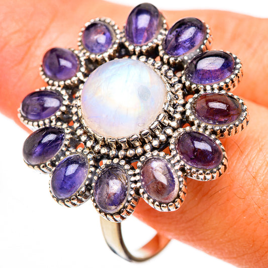 Rainbow Moonstone Rings handcrafted by Ana Silver Co - RING126595