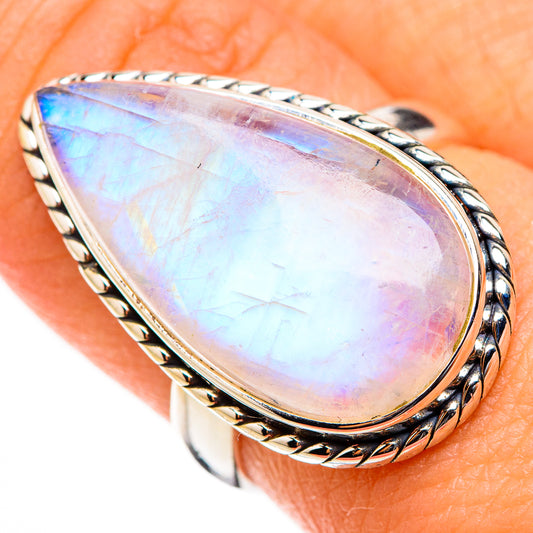 Rainbow Moonstone Rings handcrafted by Ana Silver Co - RING126598