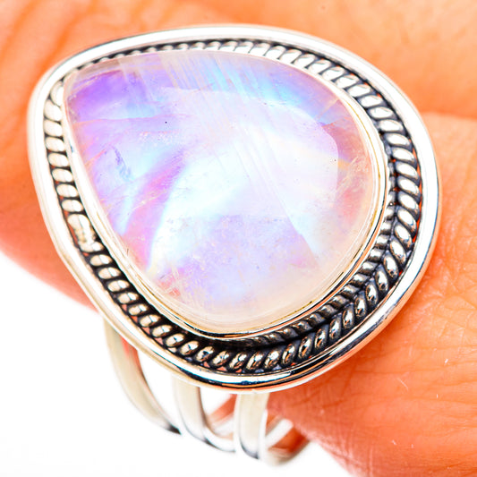 Rainbow Moonstone Rings handcrafted by Ana Silver Co - RING126621