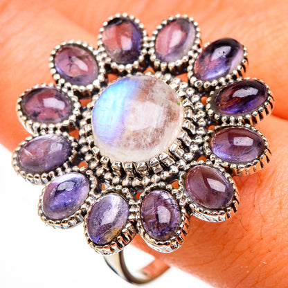 Rainbow Moonstone Rings handcrafted by Ana Silver Co - RING126636