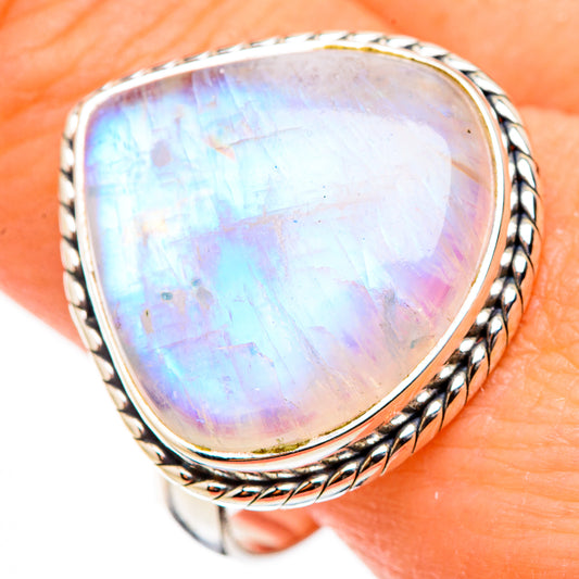Rainbow Moonstone Rings handcrafted by Ana Silver Co - RING126642
