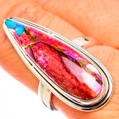 Kingman Pink Dahlia Turquoise Rings handcrafted by Ana Silver Co - RING126644