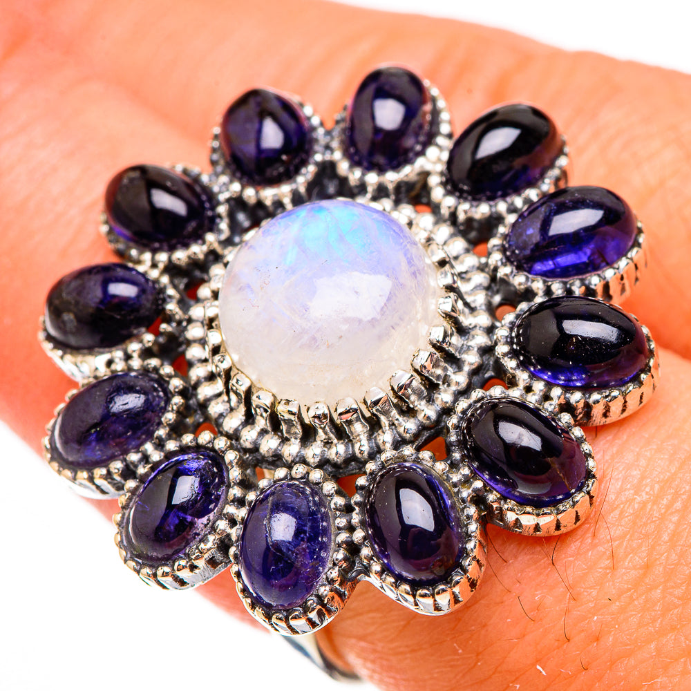Rainbow Moonstone Rings handcrafted by Ana Silver Co - RING126661