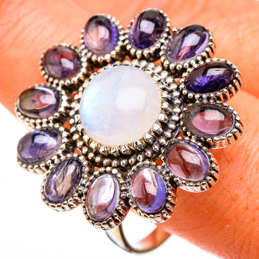 Rainbow Moonstone Rings handcrafted by Ana Silver Co - RING126663