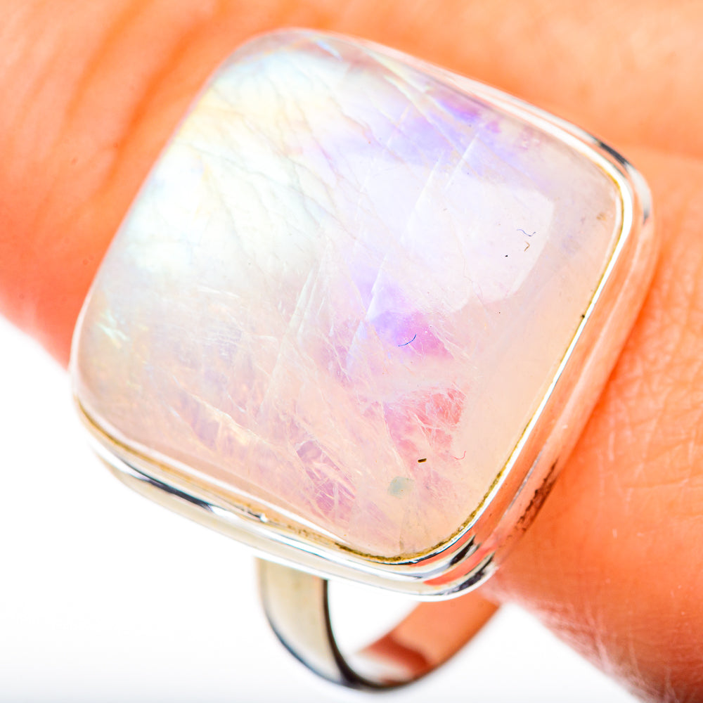 Rainbow Moonstone Rings handcrafted by Ana Silver Co - RING126666