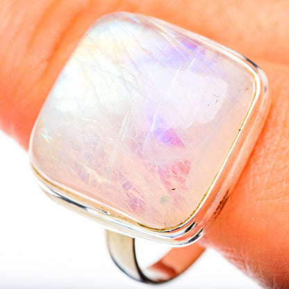 Rainbow Moonstone Rings handcrafted by Ana Silver Co - RING126666