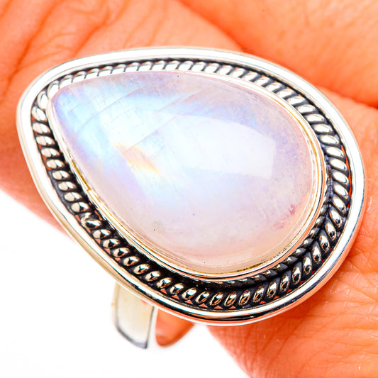Rainbow Moonstone Rings handcrafted by Ana Silver Co - RING126667