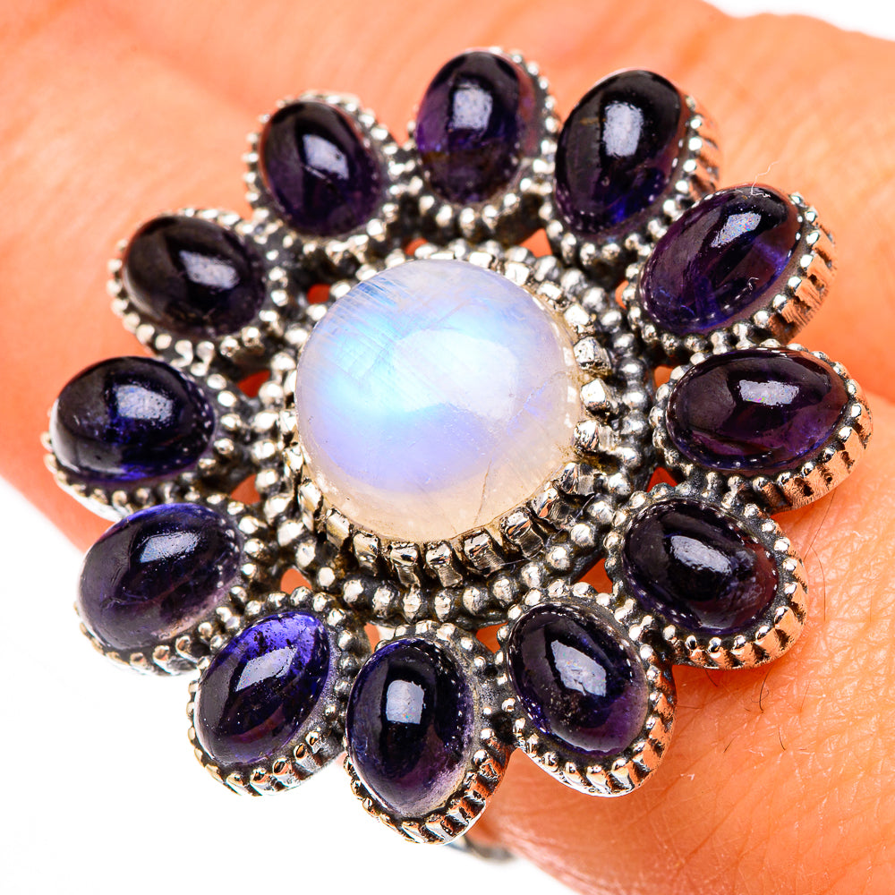 Rainbow Moonstone Rings handcrafted by Ana Silver Co - RING126682