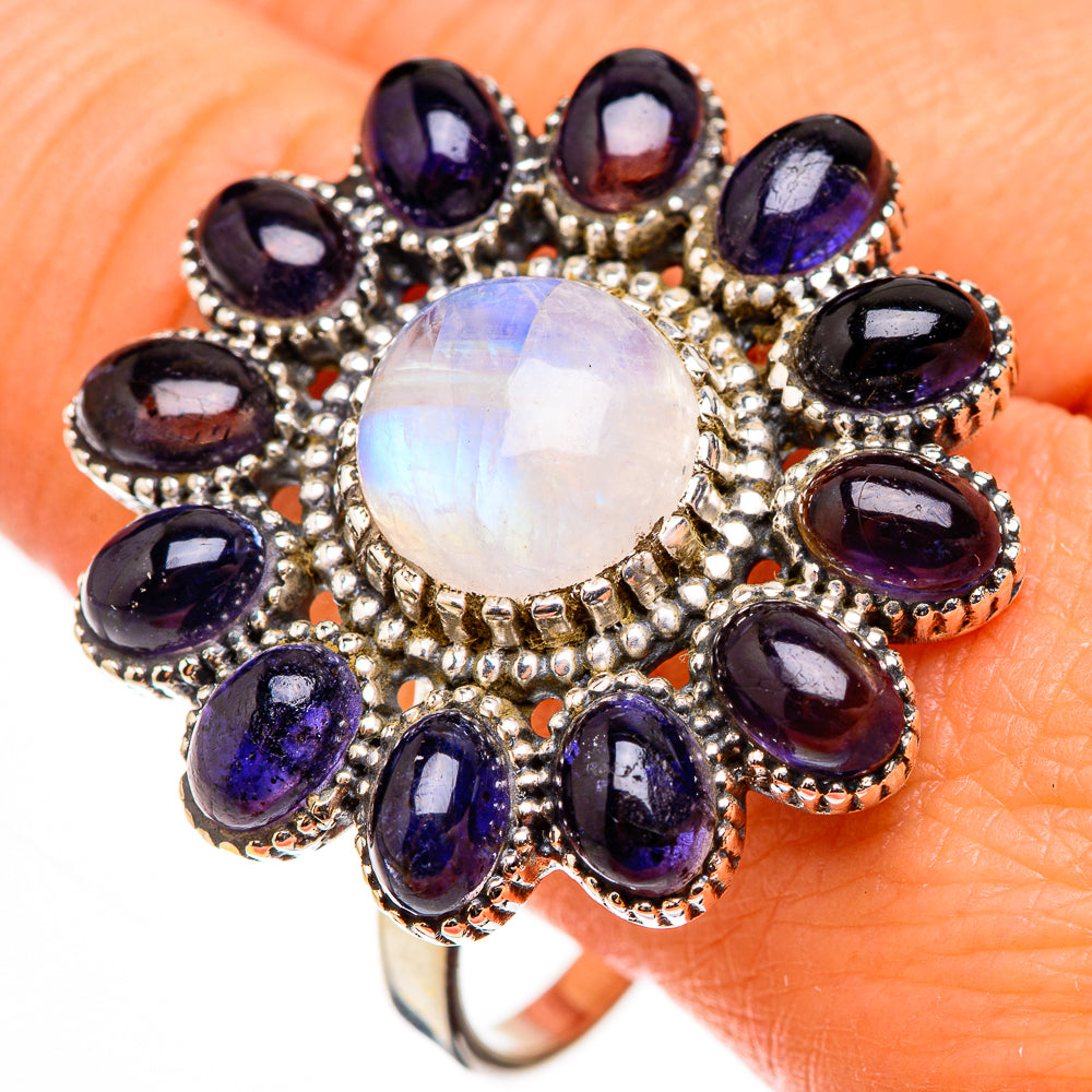 Rainbow Moonstone Rings handcrafted by Ana Silver Co - RING126683