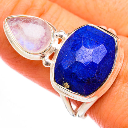 Lapis Lazuli, Rainbow Moonstone Rings handcrafted by Ana Silver Co - RING126686