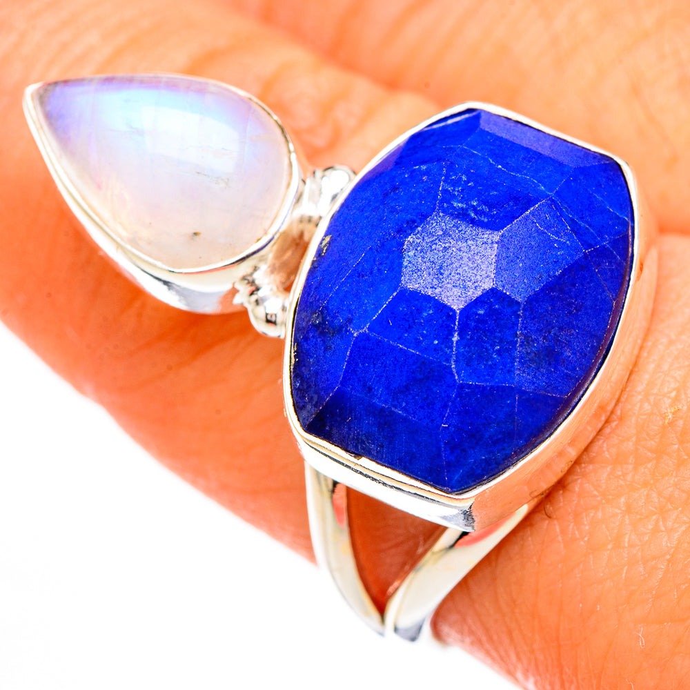 Lapis Lazuli, Rainbow Moonstone Rings handcrafted by Ana Silver Co - RING126690