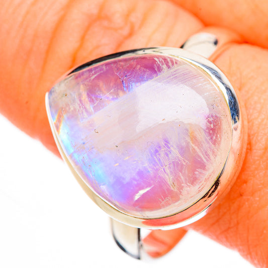 Rainbow Moonstone Rings handcrafted by Ana Silver Co - RING126697