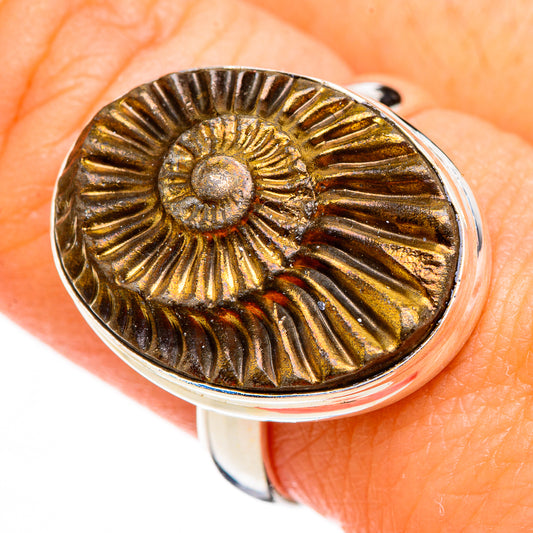 Pyrite Sea Shell Rings handcrafted by Ana Silver Co - RING126699