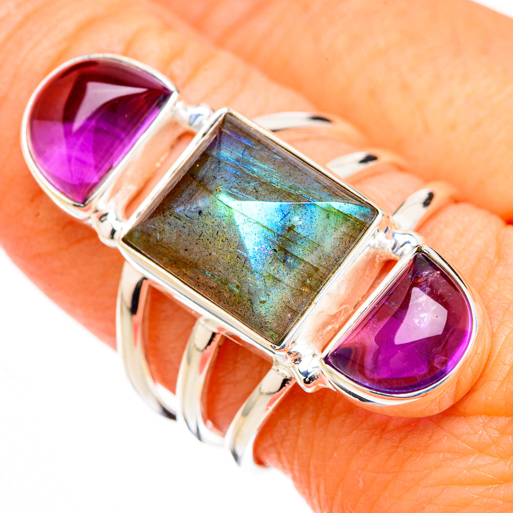 Labradorite, Amethyst Rings handcrafted by Ana Silver Co - RING126701