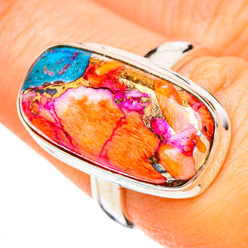 Kingman Pink Dahlia Turquoise Rings handcrafted by Ana Silver Co - RING126702