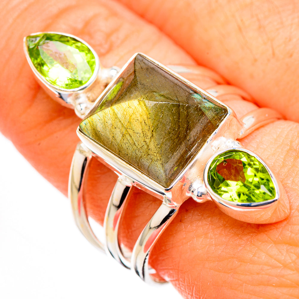 Labradorite, Peridot Rings handcrafted by Ana Silver Co - RING126712