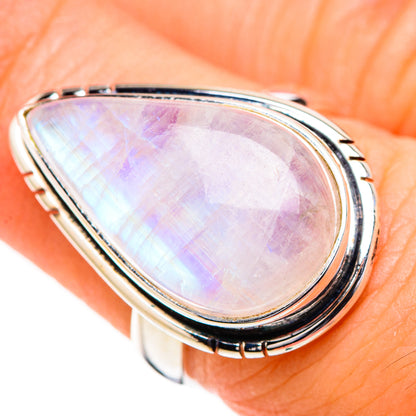 Rainbow Moonstone Rings handcrafted by Ana Silver Co - RING126717
