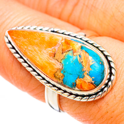 Spiny Oyster Turquoise Rings handcrafted by Ana Silver Co - RING126721