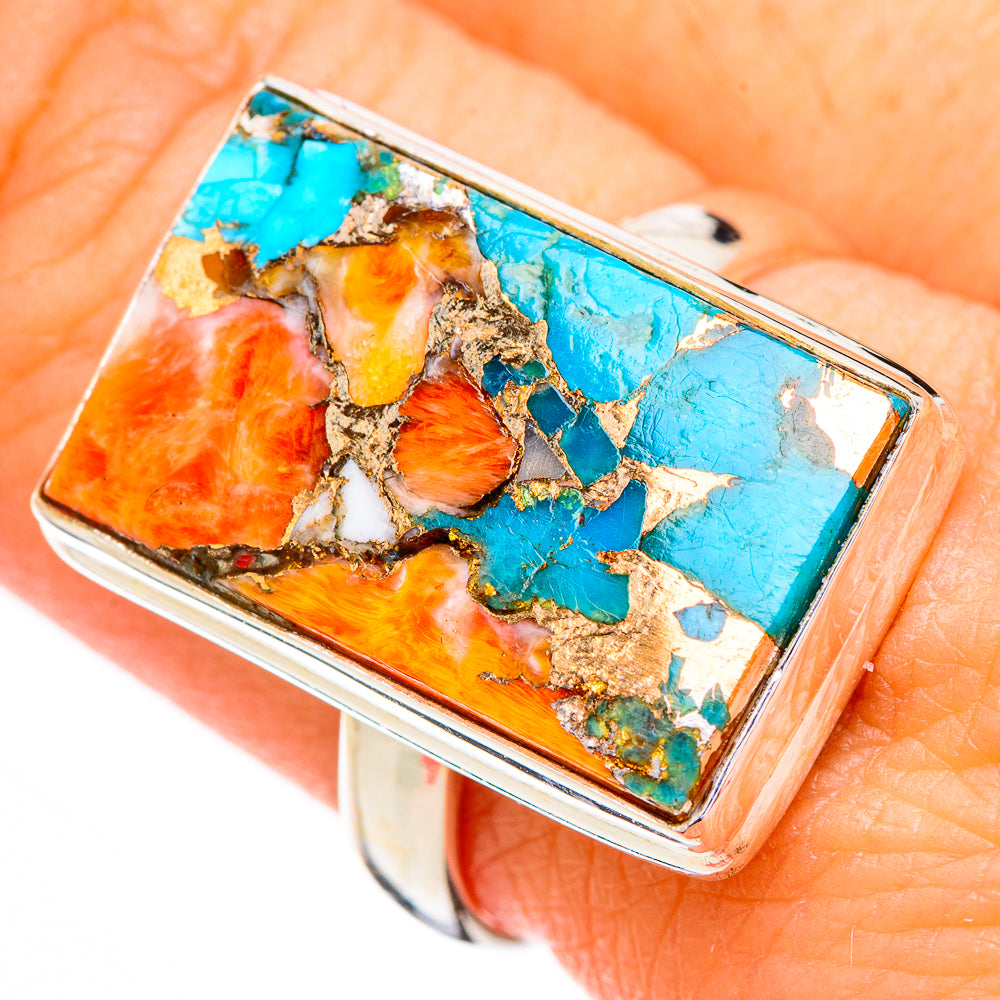 Spiny Oyster Turquoise Rings handcrafted by Ana Silver Co - RING126722