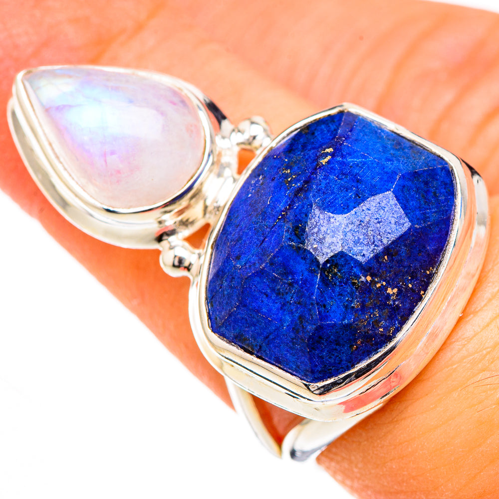 Lapis Lazuli, Rainbow Moonstone Rings handcrafted by Ana Silver Co - RING126724
