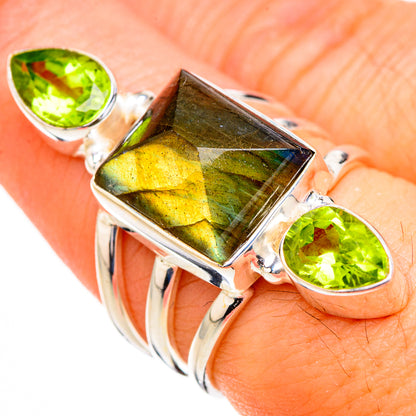 Labradorite, Peridot Rings handcrafted by Ana Silver Co - RING126729