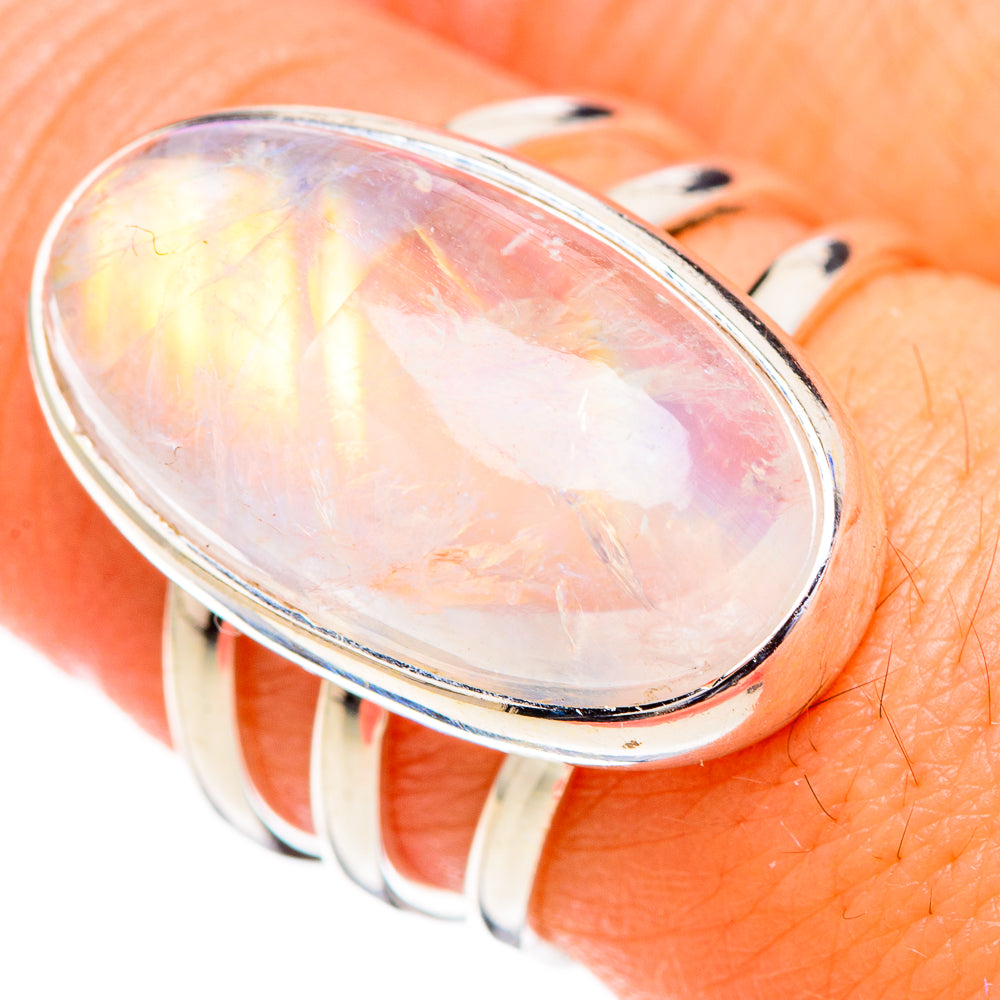Rainbow Moonstone Rings handcrafted by Ana Silver Co - RING126734