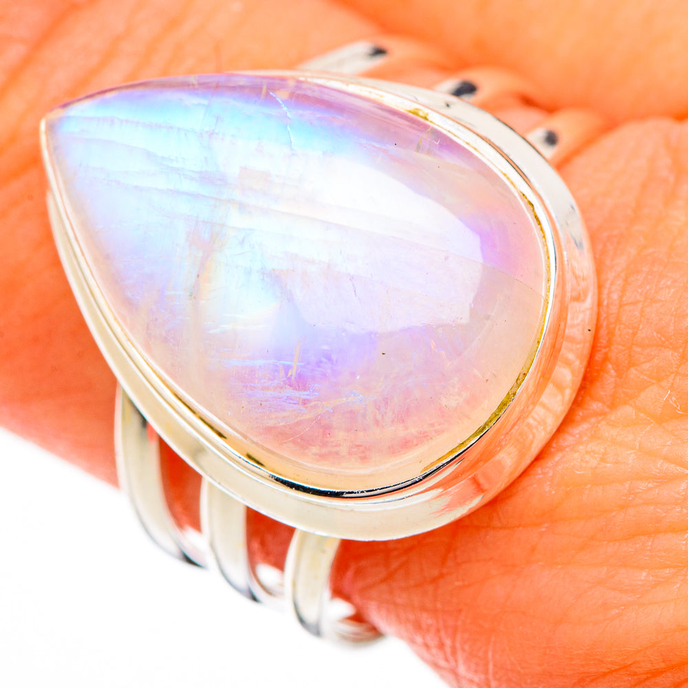 Rainbow Moonstone Rings handcrafted by Ana Silver Co - RING126735