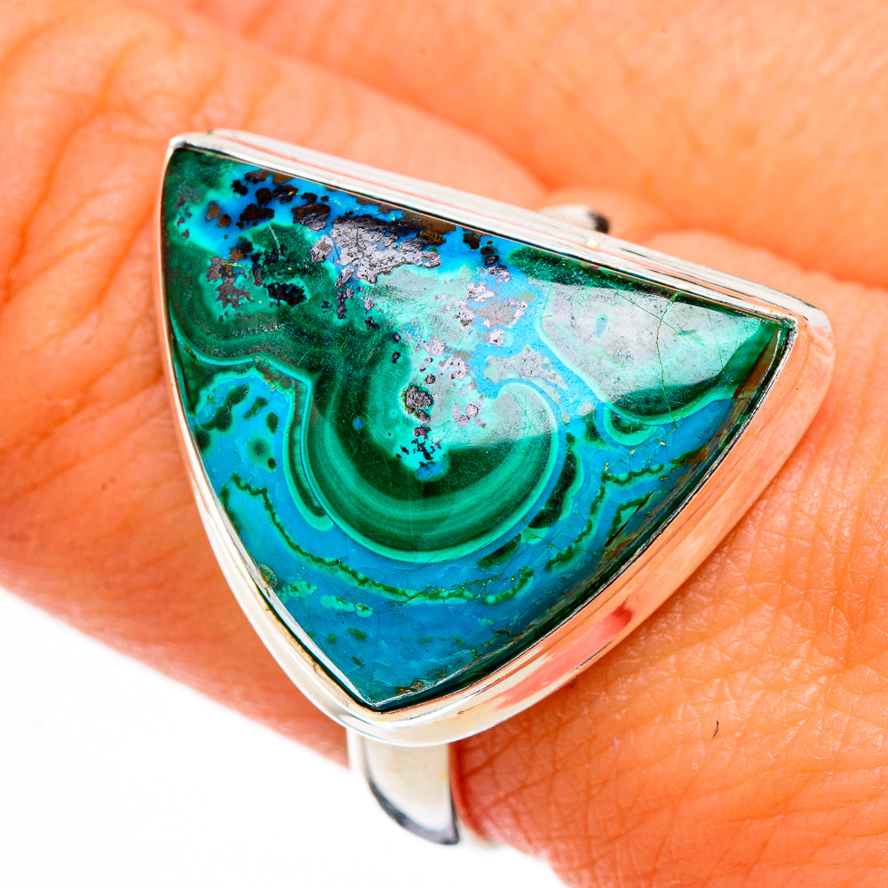 Malachite In Chrysocolla Rings handcrafted by Ana Silver Co - RING126736
