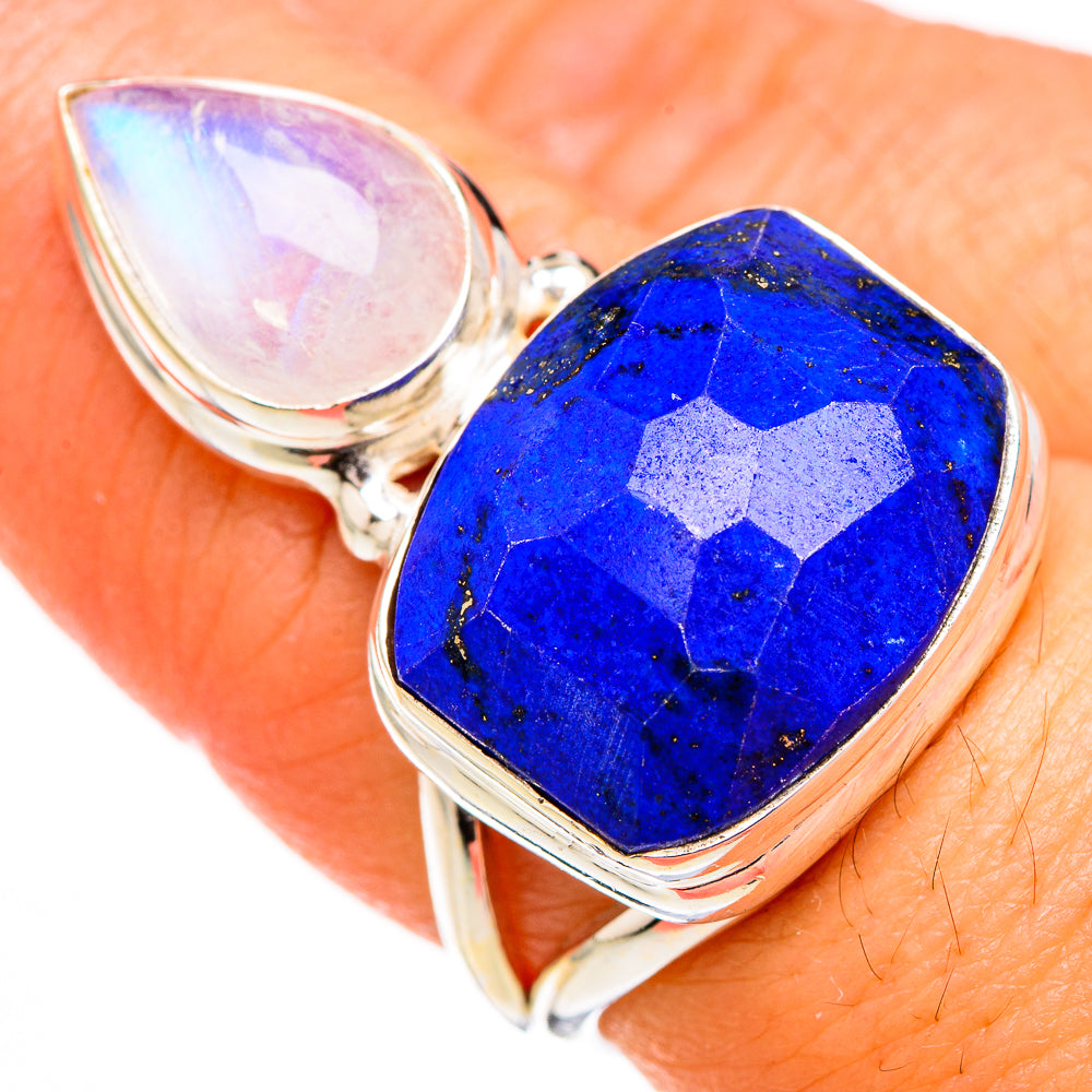 Lapis Lazuli, Rainbow Moonstone Rings handcrafted by Ana Silver Co - RING126742
