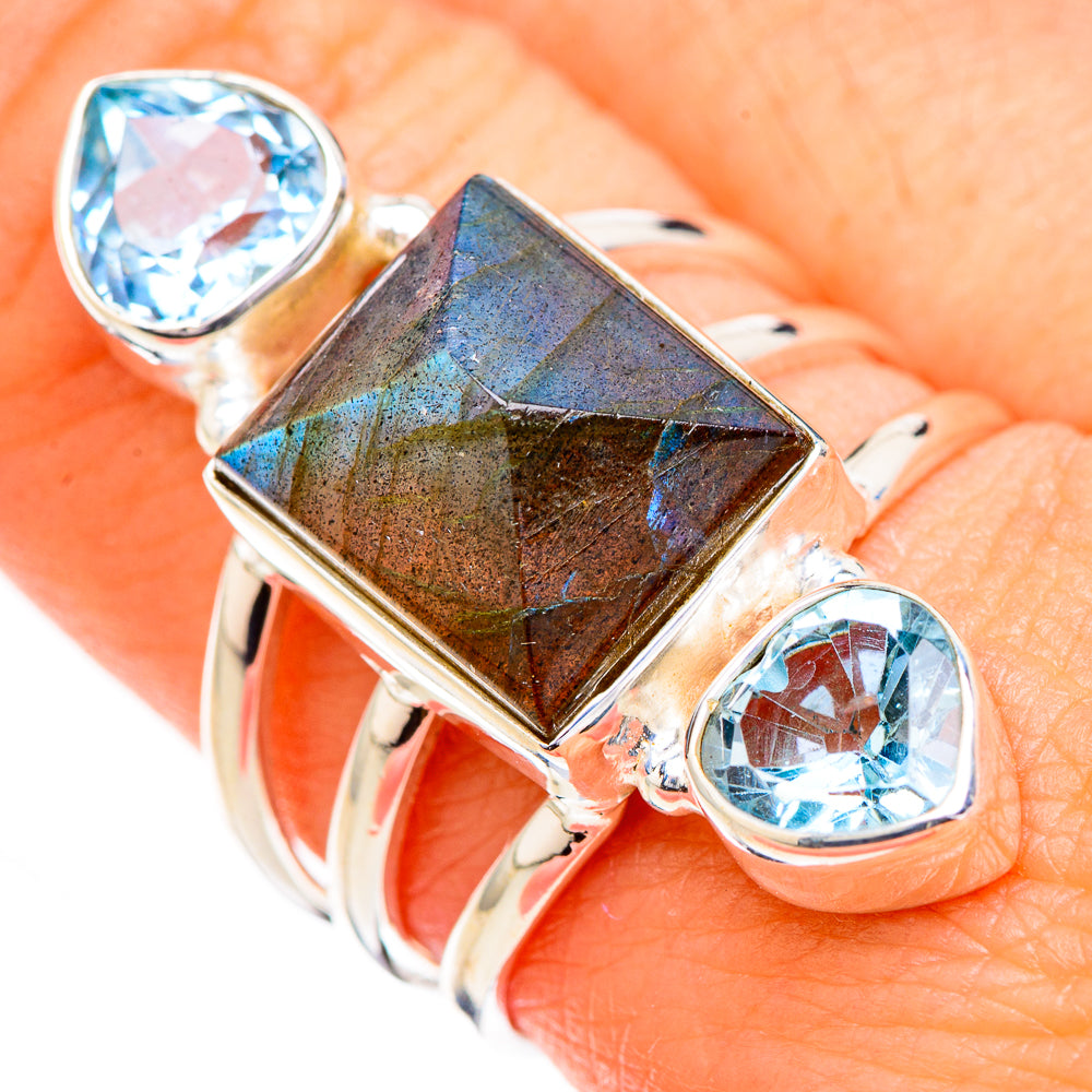 Labradorite, Blue Topaz Rings handcrafted by Ana Silver Co - RING126744