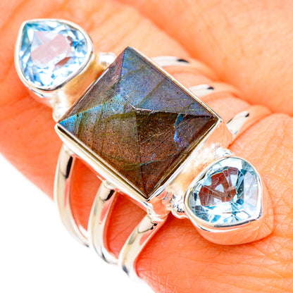 Labradorite, Blue Topaz Rings handcrafted by Ana Silver Co - RING126744