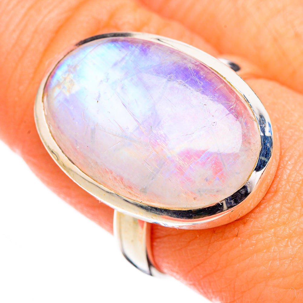 Rainbow Moonstone Rings handcrafted by Ana Silver Co - RING126751