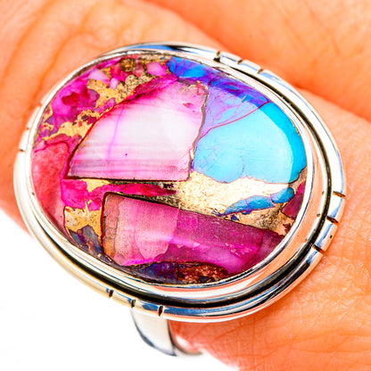 Kingman Pink Dahlia Turquoise Rings handcrafted by Ana Silver Co - RING126753