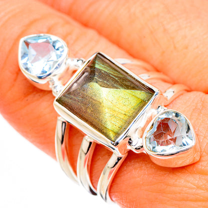 Labradorite, Blue Topaz Rings handcrafted by Ana Silver Co - RING126754