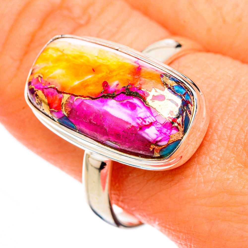Kingman Pink Dahlia Turquoise Rings handcrafted by Ana Silver Co - RING126756