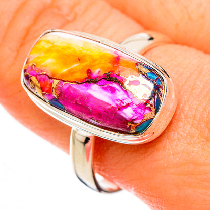 Kingman Pink Dahlia Turquoise Rings handcrafted by Ana Silver Co - RING126756
