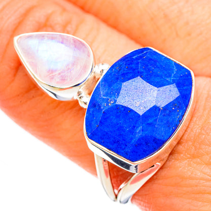 Lapis Lazuli, Rainbow Moonstone Rings handcrafted by Ana Silver Co - RING126759