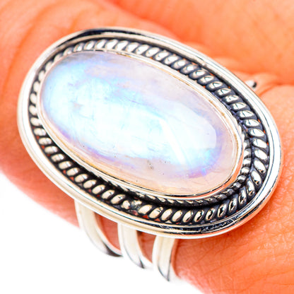 Rainbow Moonstone Rings handcrafted by Ana Silver Co - RING126769