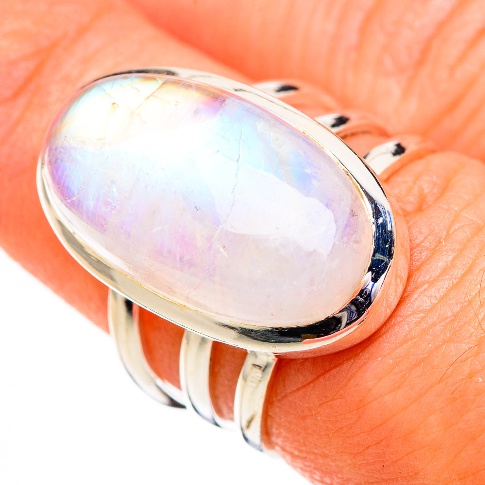 Rainbow Moonstone Rings handcrafted by Ana Silver Co - RING126770