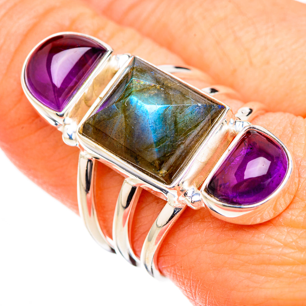 Labradorite, Amethyst Rings handcrafted by Ana Silver Co - RING126772